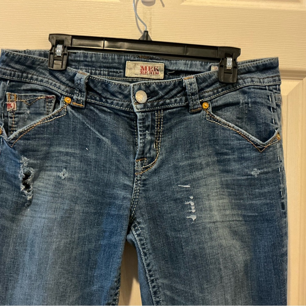 BUCKLE MEK OAXACA Low Rise Western Grunge Straight Leg Jean Unique Womans SZ 31 - Picture 11 of 13